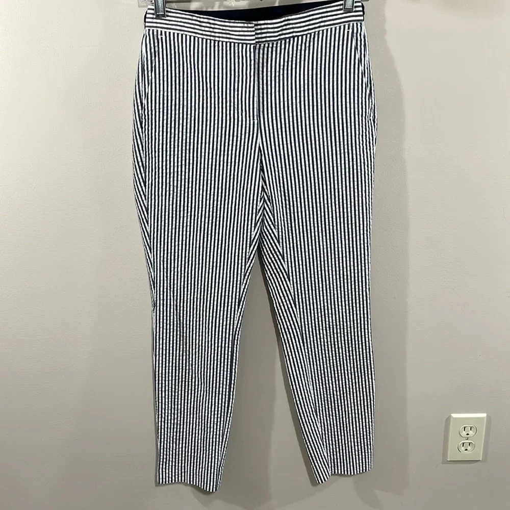 NWOT Zara Seersucker Striped Slim Trouser Pants XS